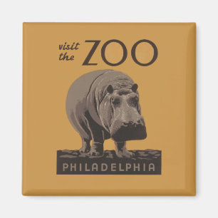 Hippopotamus Vintages Nilpferd-Zooposter wpa Magnet