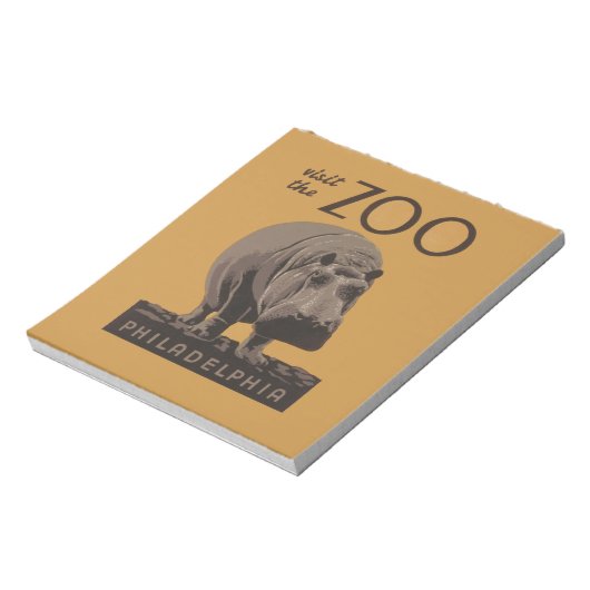 Hippopotamus Vintages Nilpferd-Zooposter wpa Notizblock (Rotiert)