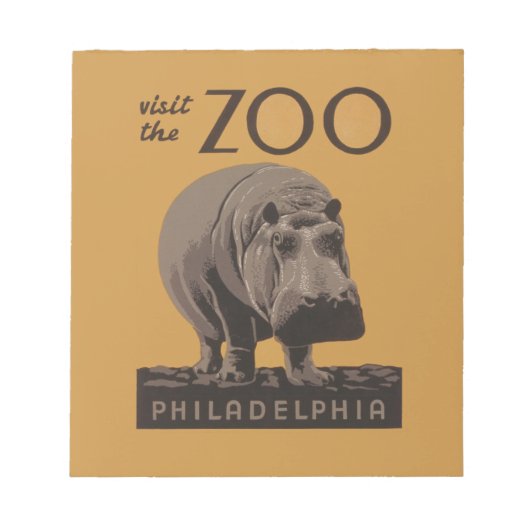 Hippopotamus Vintages Nilpferd-Zooposter wpa Notizblock (Vorderseite)