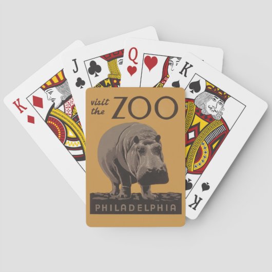 Hippopotamus Vintages Nilpferd-Zooposter wpa Spielkarten (Rückseite)