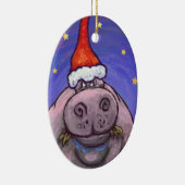 Hippopotamus-Weihnachten Keramik Ornament (Rechts)