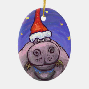 Hippopotamus-Weihnachten Keramik Ornament