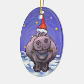 Hippopotamus Weihnachten Keramikornament (Links)