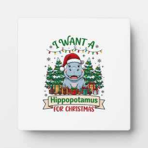 Hippopotamus Weihnachten Nilpferd Weihnachtsmann H Fotoplatte