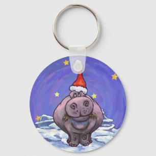 Hippopotamus-Weihnachten Schlüsselanhänger