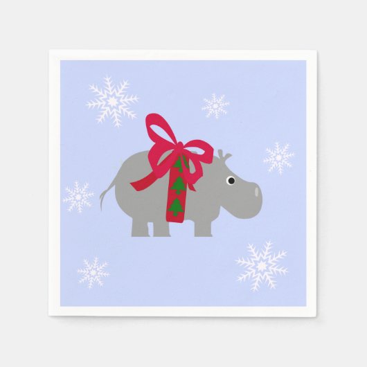 Hippopotamus Weihnachtsbuch Napkins Party Serviette (Vorderseite)