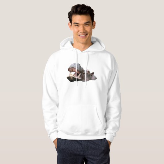 Hippopotamus White Men's Hoodies (Vorne ganz)