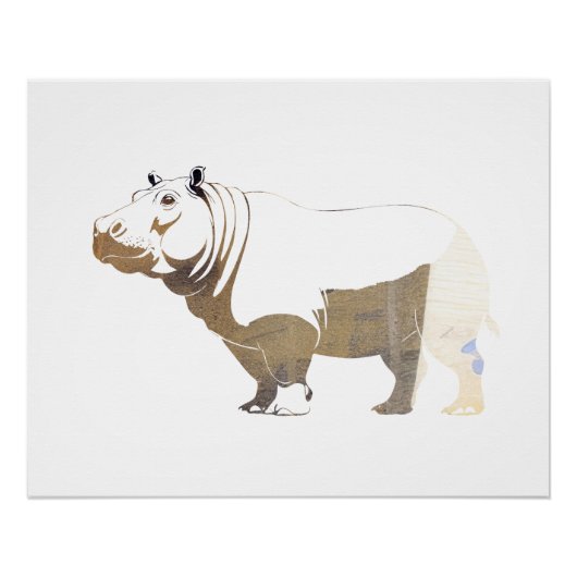 Hippopotamus Wildlife Nature Silhouette Style Poster (Vorderseite)