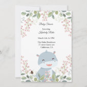 Hippopotamus Woodland Babydusche Einladungen (Vorderseite)