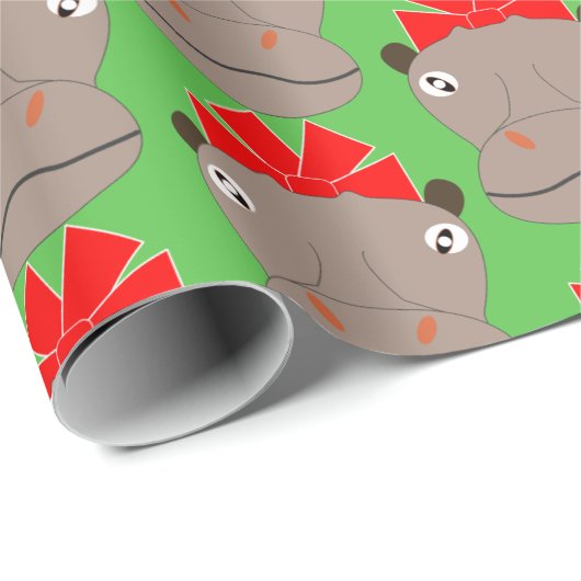 Hippopotamus Wrapping Papier Geschenkpapier (Rolleneckpunkt)