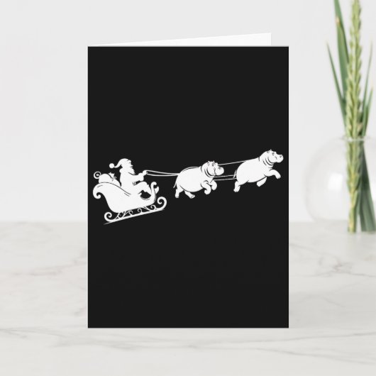 Hippopotamus Xmas Santa Sleigh Hippos Christmas Bo Karte (Vorderseite)