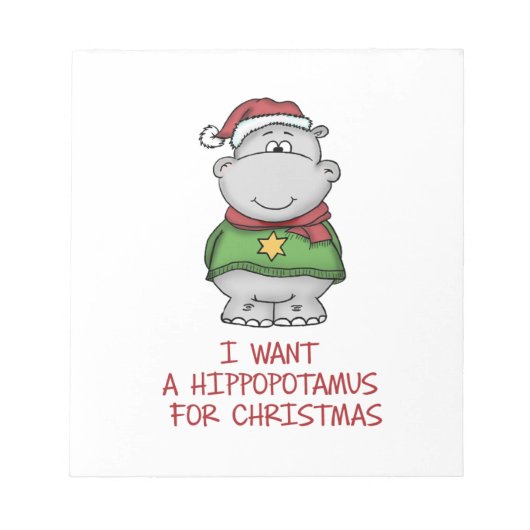 Hippopotamus zu Weihnachten - Niedliches Hippo-Des Notizblock (Vorderseite)
