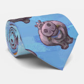 Hippopotamuskappen und Schwanz-Muster Krawatte (Gerollt)