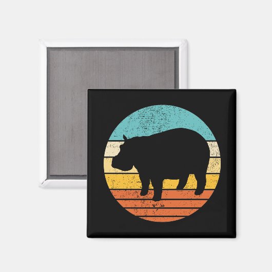 Hippopotomas Retro Sun Magnet (Vorderseite/Rückseite)
