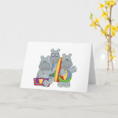 Hippos am Strand Tshirts und Geschenke Karte (Gelbe Blume)
