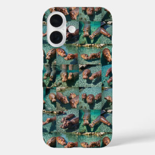 Hippos at Play: Ein Paradies für Wasserläufe iPhone 16 Hülle
