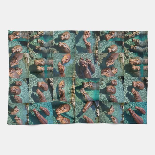 Hippos at Play: Ein Paradies für Wasserläufe Geschirrtuch (Horizontal)