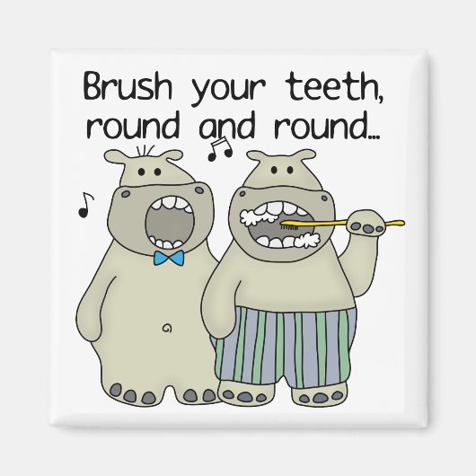 Hippos Brush Your Teeth Magnet (Vorne)