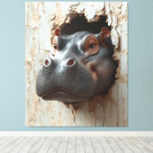 Hippo's großer Eingang - 3D-Effekt Kunst Leinwanddruck (Insitu (Holzboden))