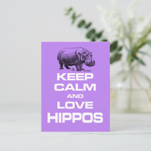 Hippos Hippotamus Fun Design behalten Ruhe und Lie Postkarte (Stehend Vorderseite)