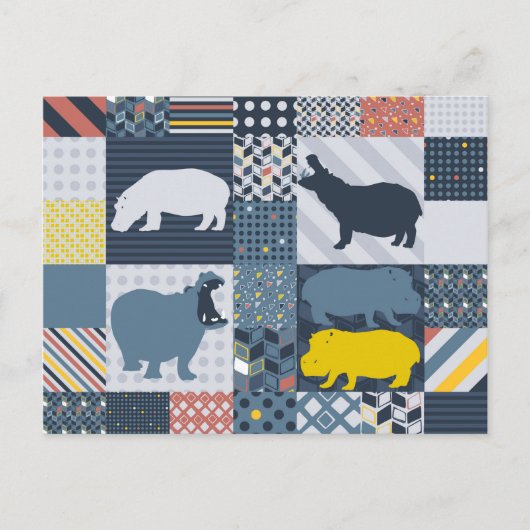 Hippos Imitats Quilt Postkarte (Vorderseite)