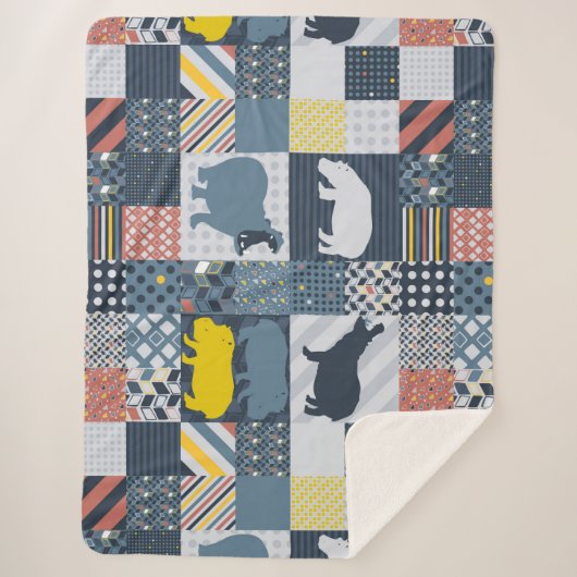 Hippos Imitats Quilt Sherpadecke (Vorderseite)