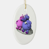 Hippos in der Liebe Keramik Ornament (Rechts)