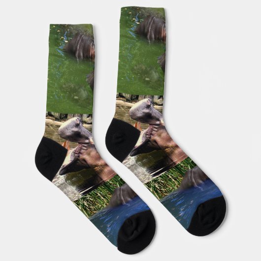 Hippos in einem Teich, Crew Socken (Rechts)
