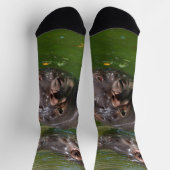 Hippos in einem Teich, Crew Socken (Oben)