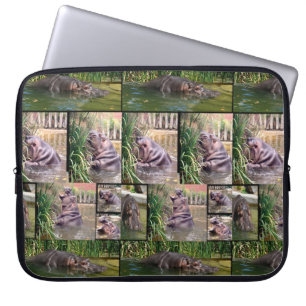 Hippos in einer FotoCollage, Laptopschutzhülle