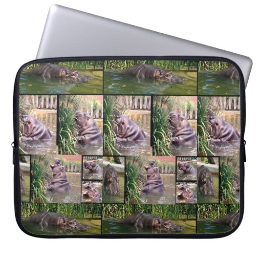 Hippos in einer FotoCollage, Laptopschutzhülle (Vorderseite)