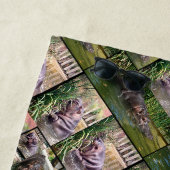 Hippos in einer FotoCollage, Strandtuch (Beispiel)