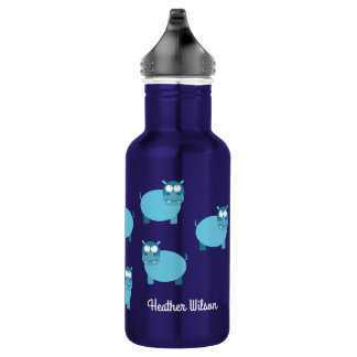 Hippos Kinder Hippopotamus Wasser Flasche mit Name Edelstahlflasche