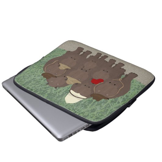 Hippos Laptop Sleeve (Vorne Knopf)