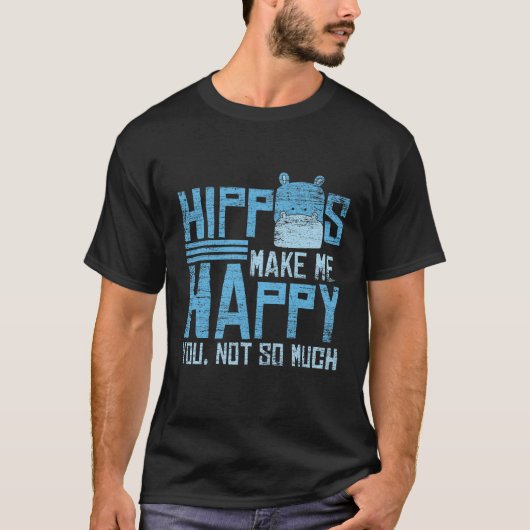 Hippos machen mich glücklich T-Shirt (Vorderseite)