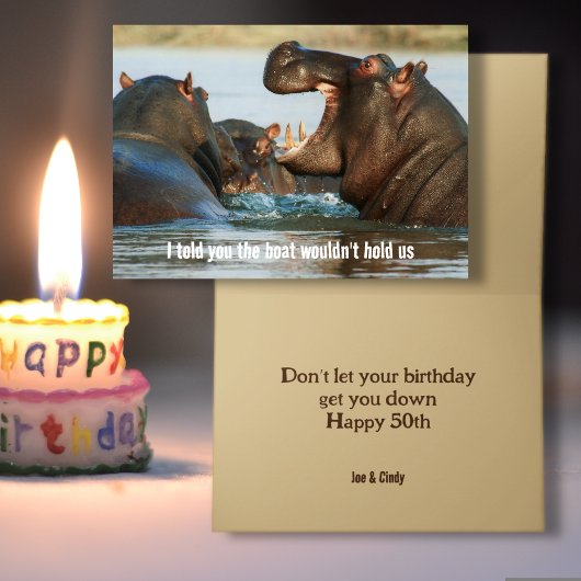 Hippos Old Man Birthday Funny Card Karte