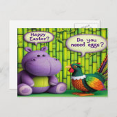 Hippos Ostergrüße: Eierlieferung Feiertagspostkarte (Vorne/Hinten)