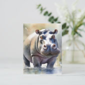 Hippos Serene Waters ein Aquarellbild Postkarte (Stehend Vorderseite)