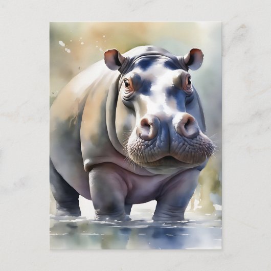 Hippos Serene Waters ein Aquarellbild Postkarte (Vorderseite)