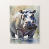 Hippos Serene Waters ein Aquarellbild Puzzle (Vertikal)
