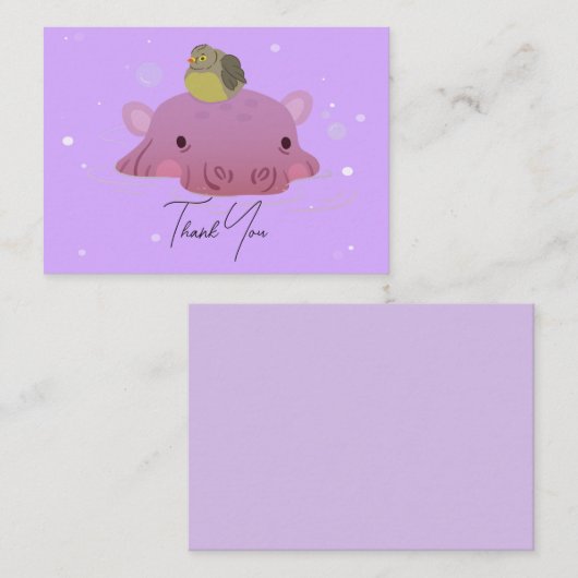 Hippos und Vögel Dankeschön Karte (Vorne/Hinten)