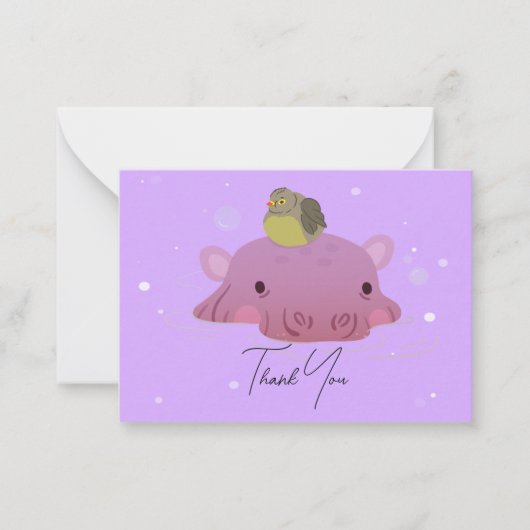 Hippos und Vögel Dankeschön Karte (Vorderseite)