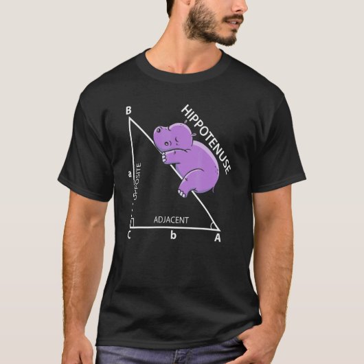 Hippotenuse gegenüber angrenzender Math Hippopotam T-Shirt (Vorderseite)