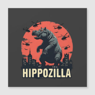 Hippozilla Gruseliges Moo Deng Nilpferd Halloween Magnetkarte