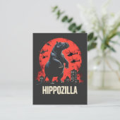 Hippozilla Spooky Moo Deng Baby Pygmy Hippo Postkarte (Stehend Vorderseite)