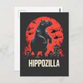 Hippozilla Spooky Moo Deng Baby Pygmy Hippo Postkarte (Vorne/Hinten)