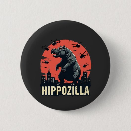 Hippozilla Spooky Moo Deng Hippo Halloween Button (Vorderseite)