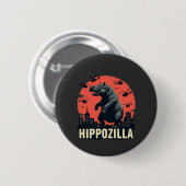 Hippozilla Spooky Moo Deng Hippo Halloween Button (Vorne & Hinten)