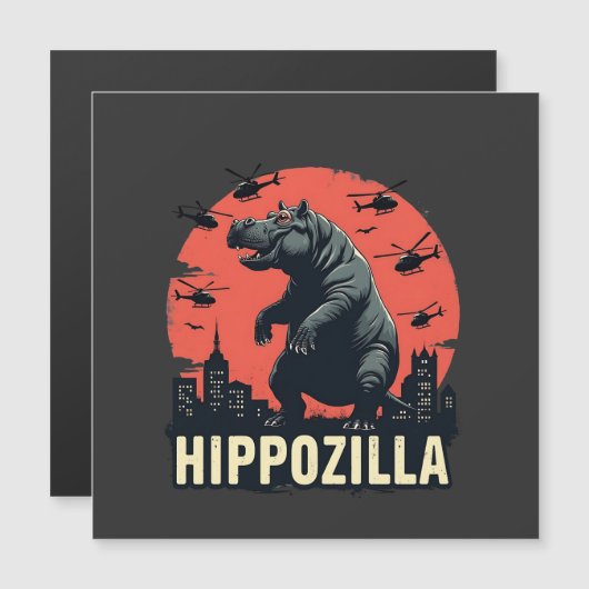 Hippozilla Spooky Moo Deng Hippo Halloween Magnetkarte (Vorne/Hinten)