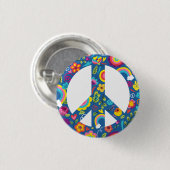 Hippy 60er Boho Peace Sign Button (Vorne & Hinten)